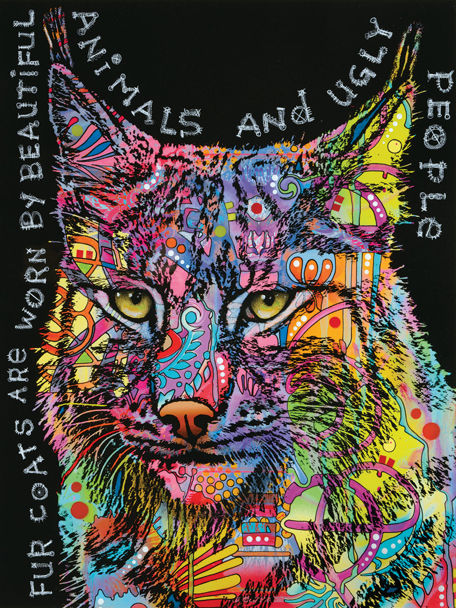 Psychedelic Bobcat - highest quality handcrafted wall art work on large canvas & framed canvas prints by Dean Russo