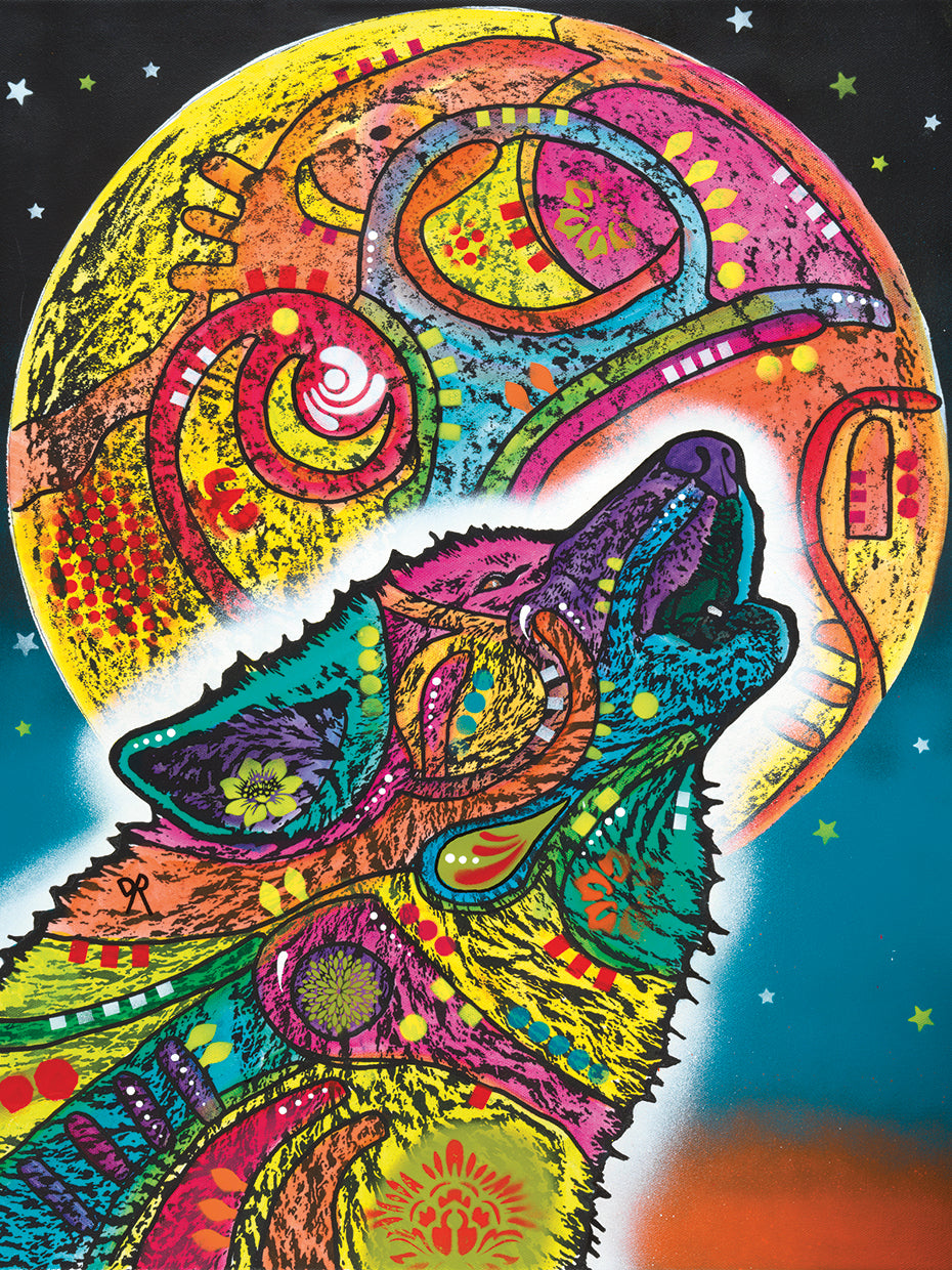 Howling Wolf - highest quality handcrafted wall art work on large canvas & framed canvas prints by Dean Russo