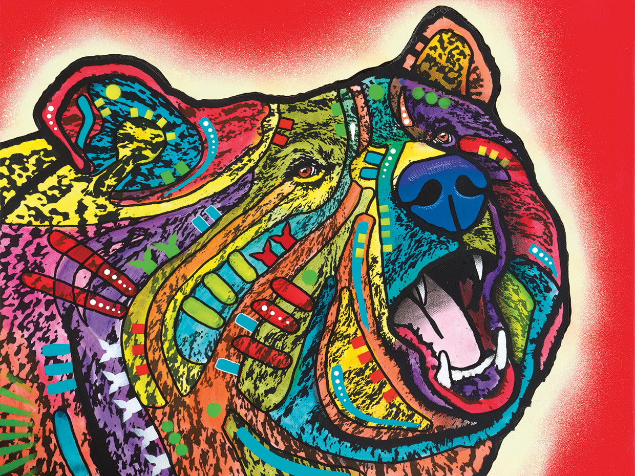 Roaring Bear - highest quality handcrafted wall art work on large canvas & framed canvas prints by Dean Russo