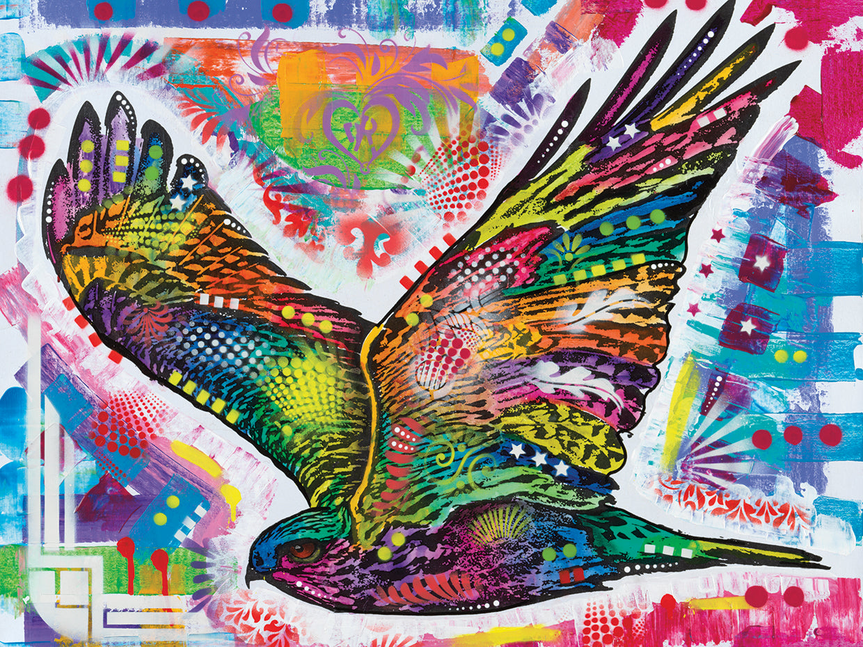 Hawk - highest quality handcrafted wall art work on large canvas & framed canvas prints by Dean Russo