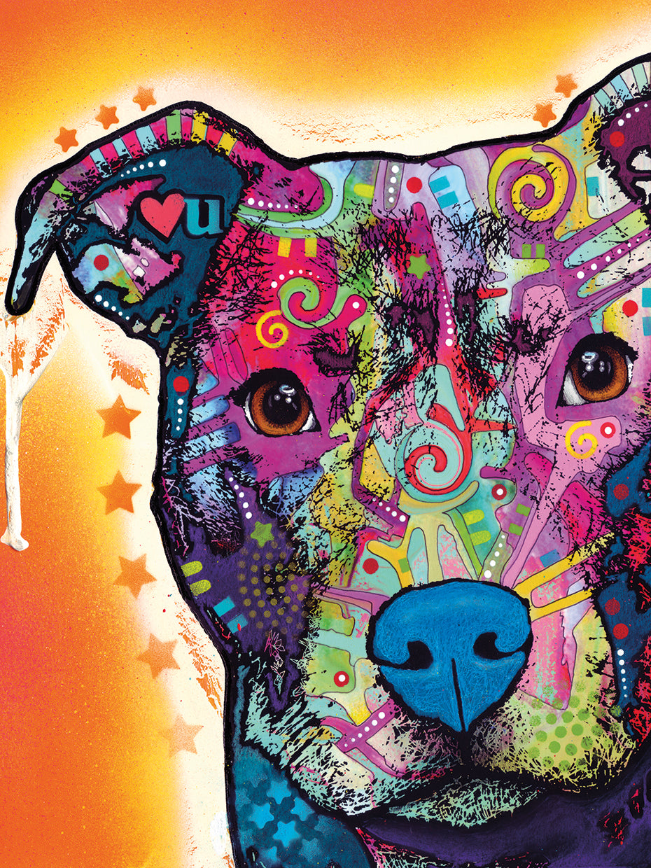 Heart U Pit Bull - highest quality handcrafted wall art work on large canvas & framed canvas prints by Dean Russo