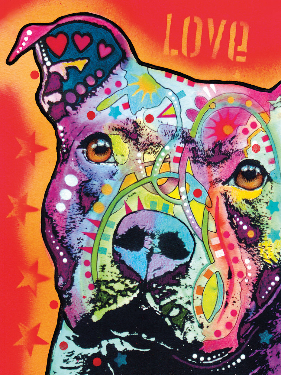 Thoughtful Pitbull - highest quality handcrafted wall art work on large canvas & framed canvas prints by Dean Russo