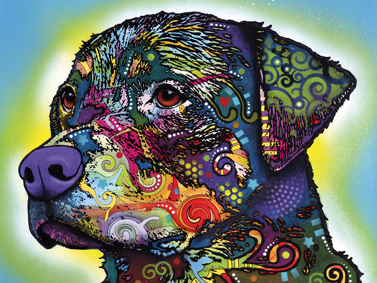 The Rottweiler - highest quality handcrafted wall art work on large canvas & framed canvas prints by Dean Russo