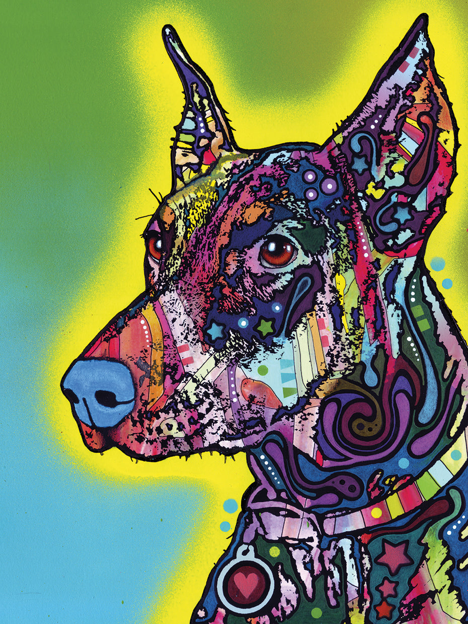 Doberman - highest quality handcrafted wall art work on large canvas & framed canvas prints by Dean Russo