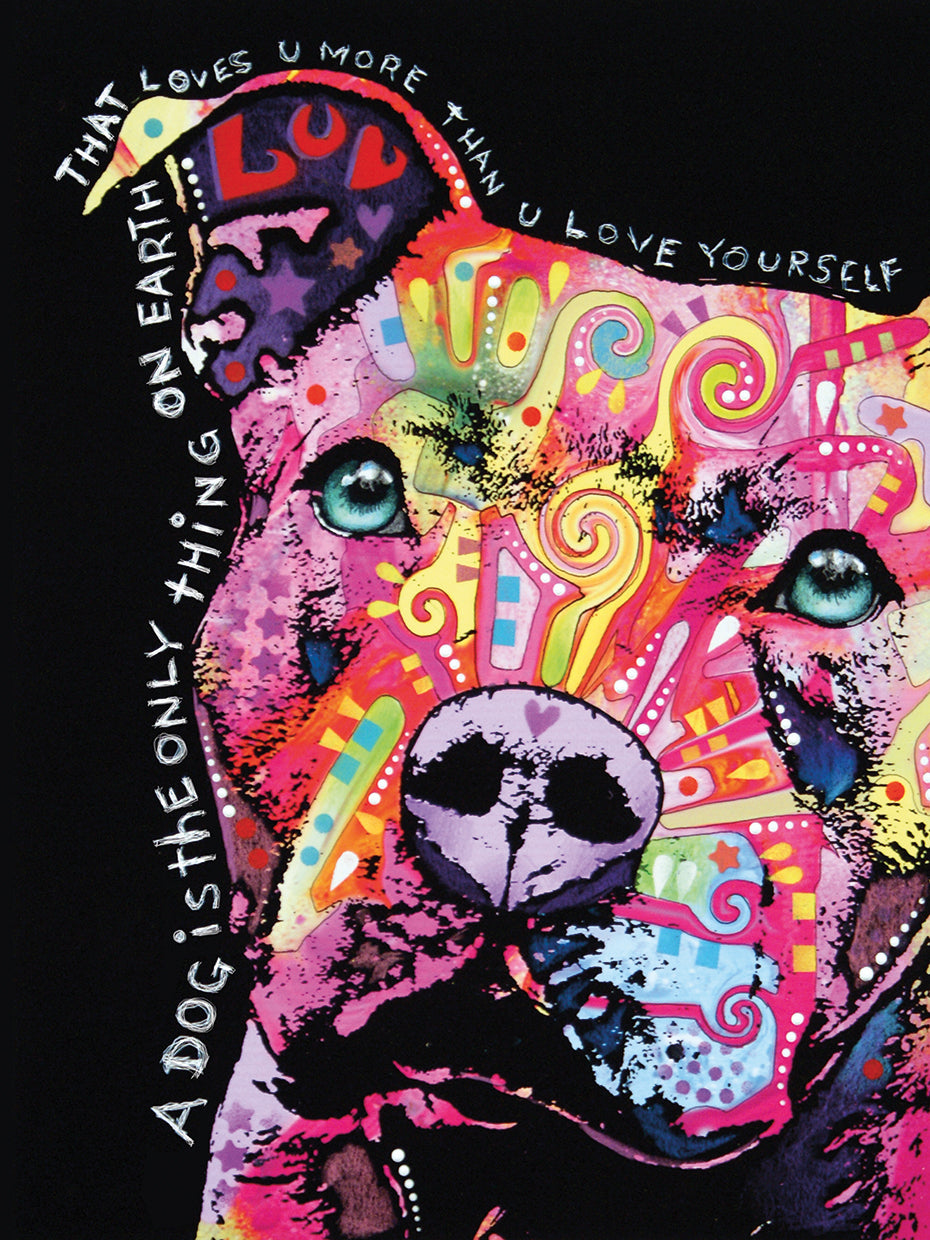 Thoughtful Pit Bull - highest quality handcrafted wall art work on large canvas & framed canvas prints by Dean Russo