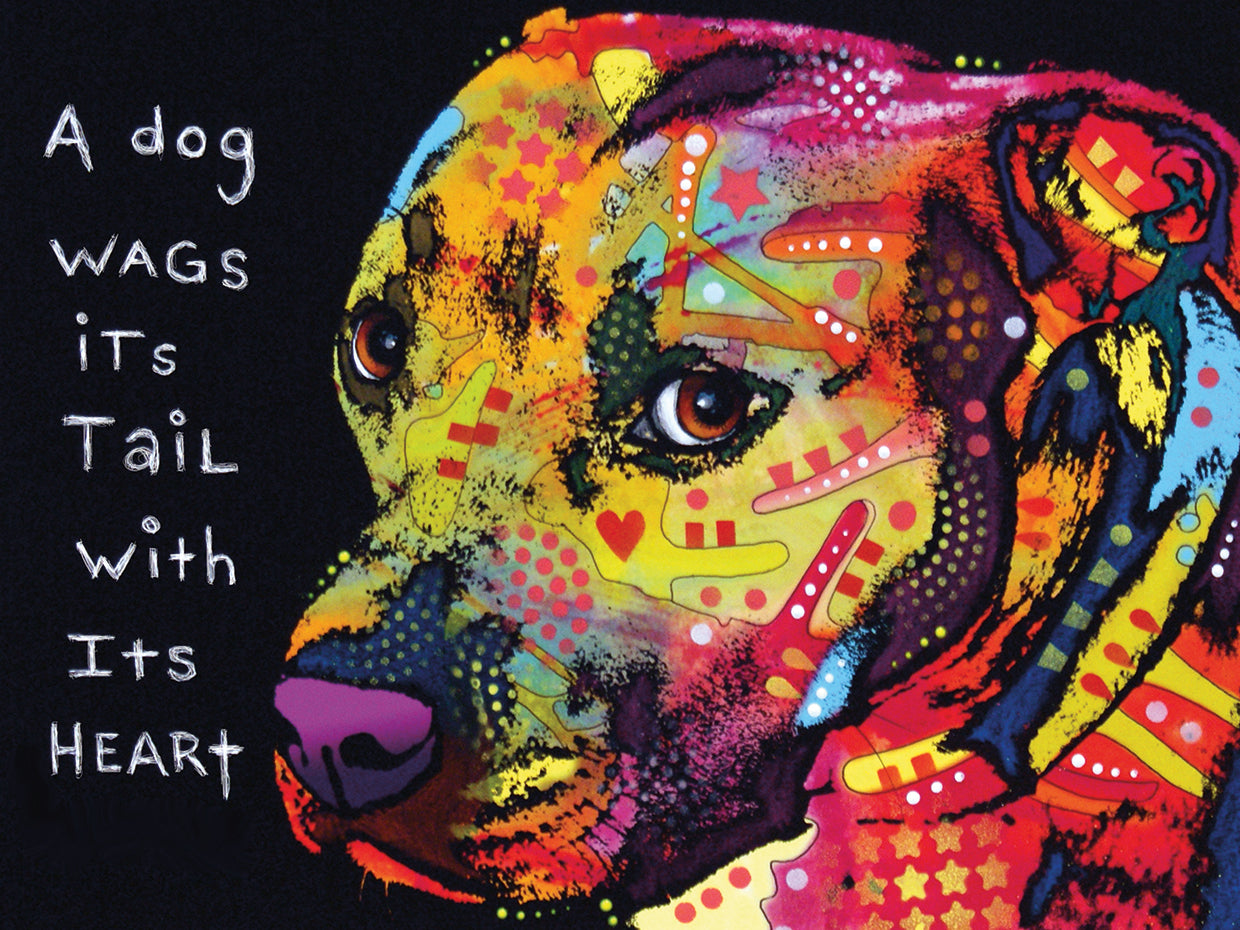 Gratitude Pitbull - highest quality handcrafted wall art work on large canvas & framed canvas prints by Dean Russo