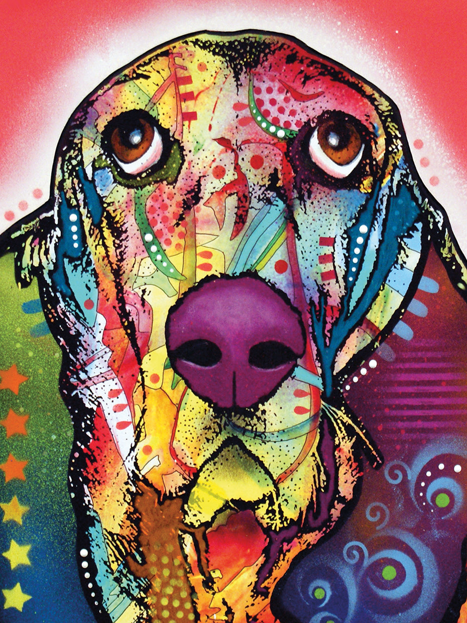 Basset - highest quality handcrafted wall art work on large canvas & framed canvas prints by Dean Russo