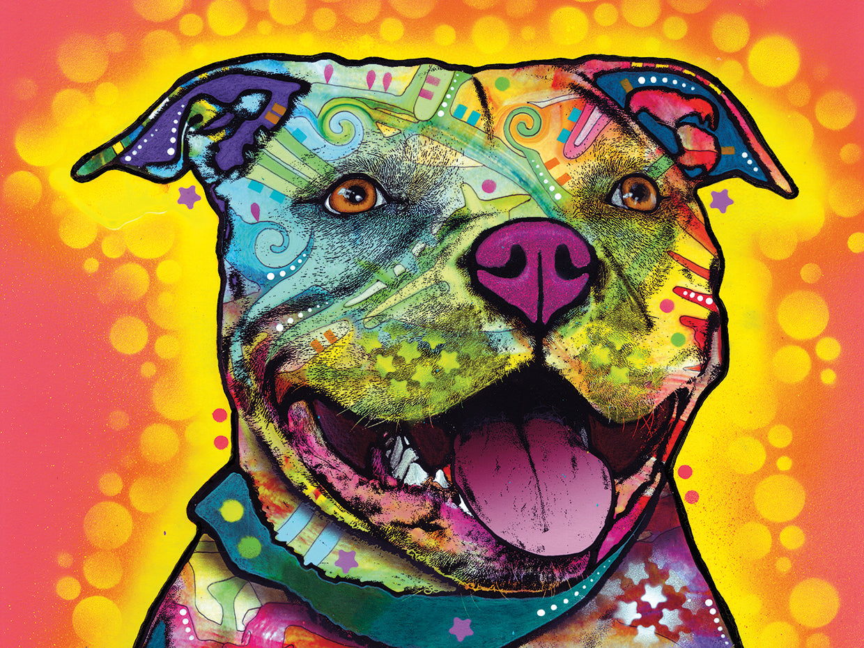 Dewey Pit Bull - highest quality handcrafted wall art work on large canvas & framed canvas prints by Dean Russo