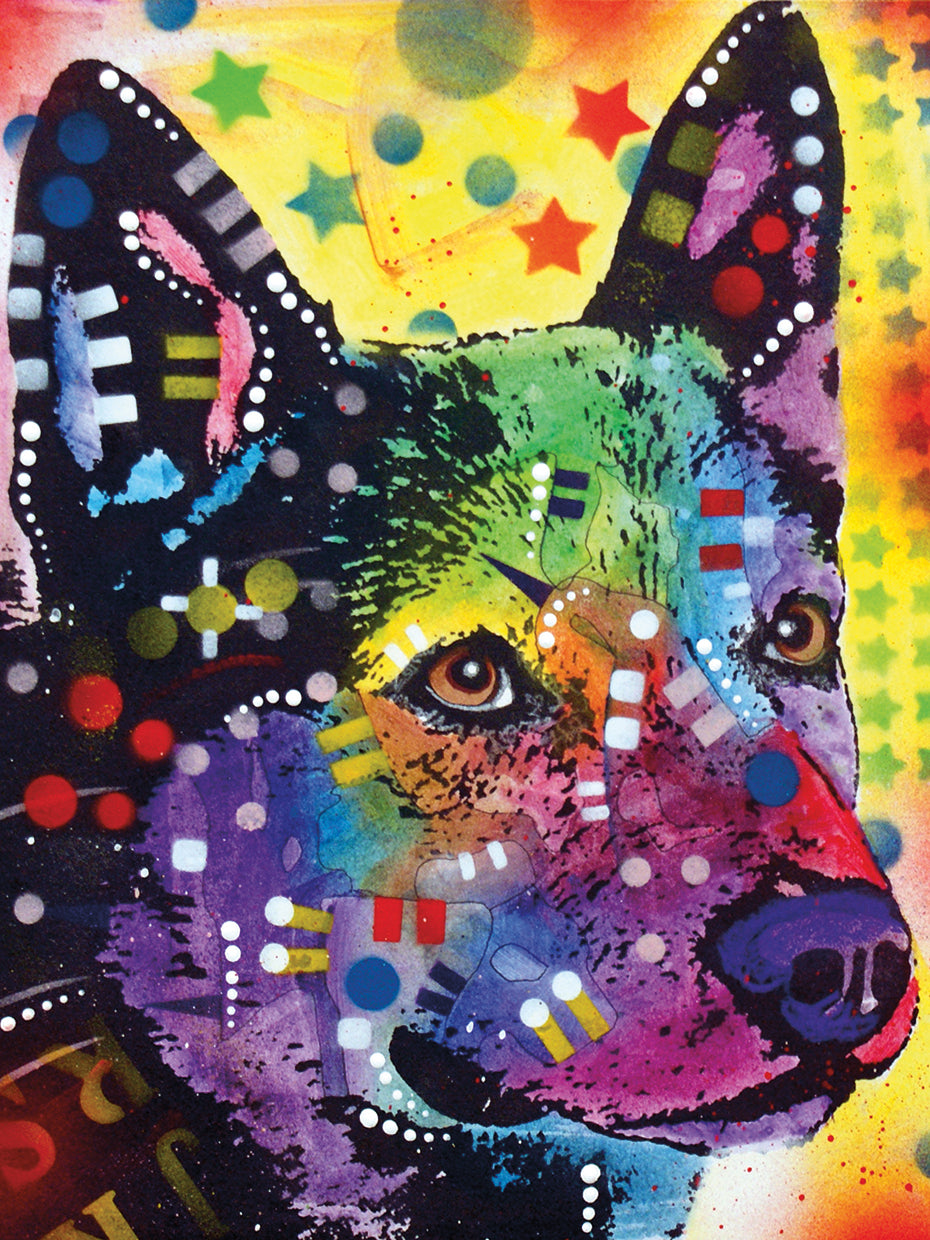 Aus Cattle Dog - highest quality handcrafted wall art work on large canvas & framed canvas prints by Dean Russo