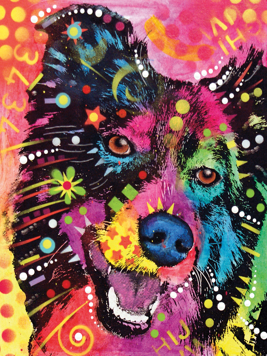 Border Collie 121109 - highest quality handcrafted wall art work on large canvas & framed canvas prints by Dean Russo