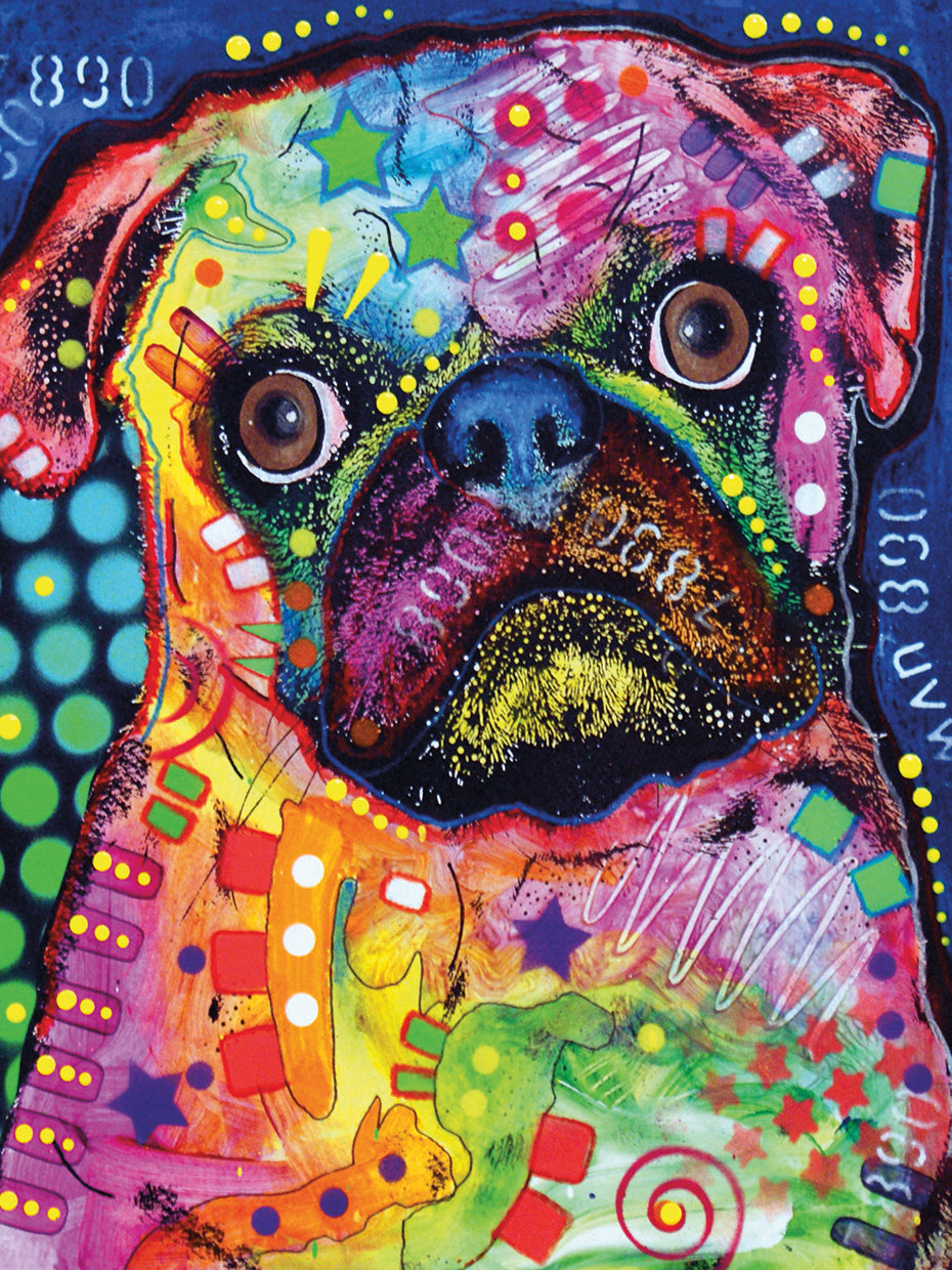 Pug 92309 - highest quality handcrafted wall art work on large canvas & framed canvas prints by Dean Russo