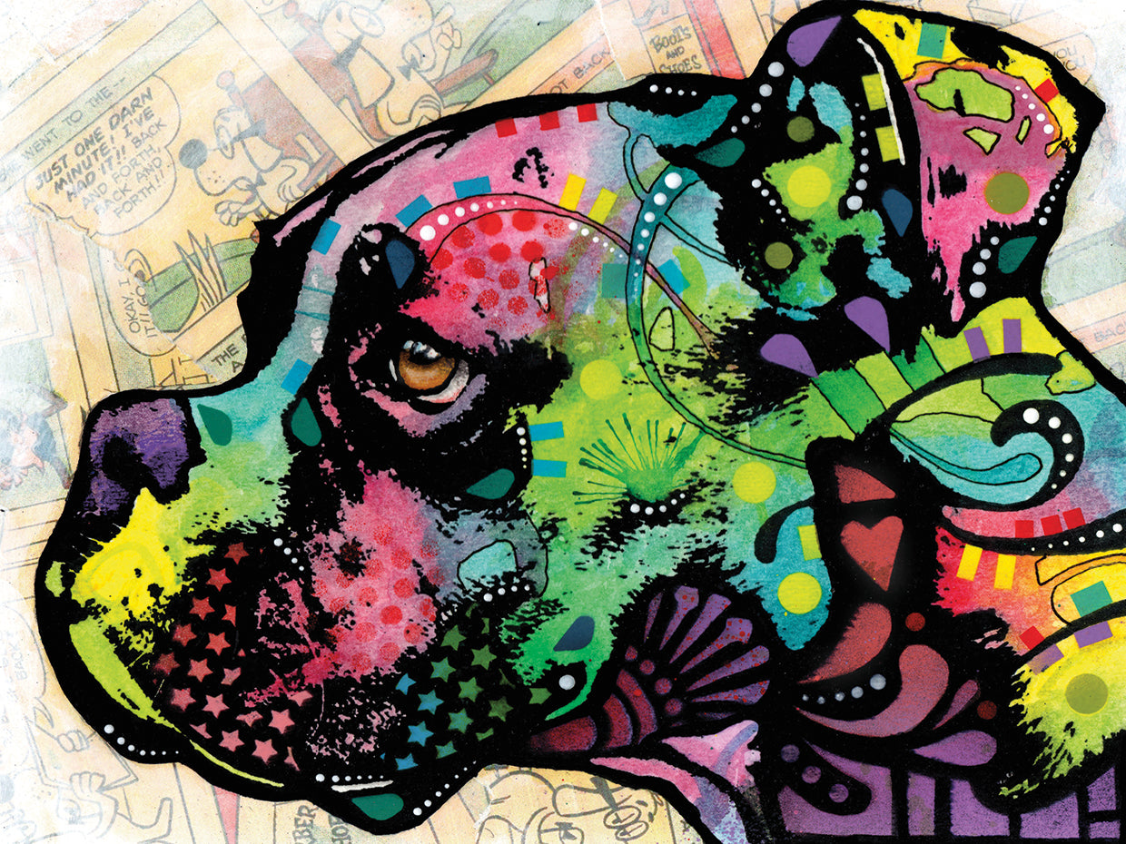 Profile Boxer Deco - highest quality handcrafted wall art work on large canvas & framed canvas prints by Dean Russo