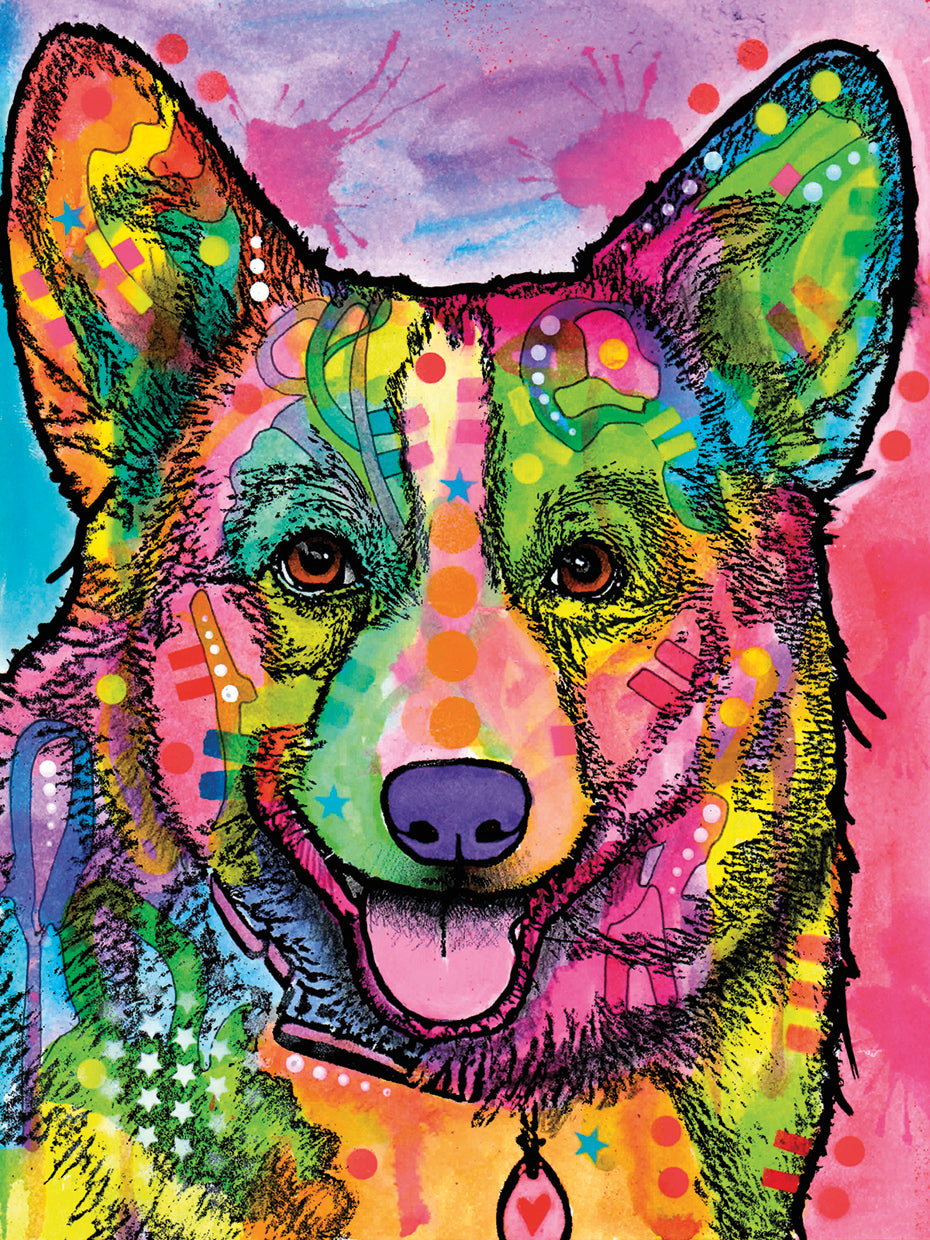 Corgi II - highest quality handcrafted wall art work on large canvas & framed canvas prints by Dean Russo