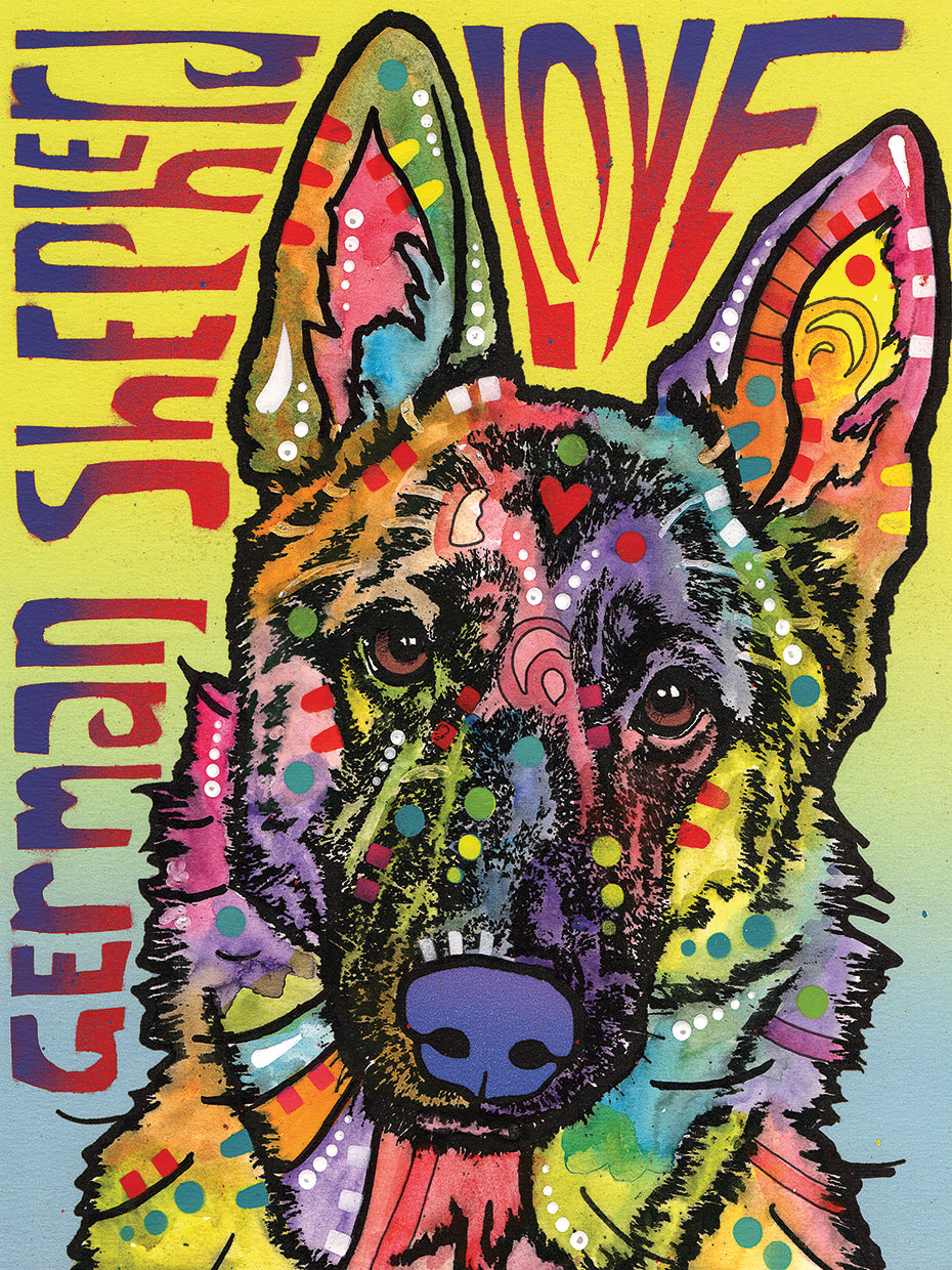 German Shepherd Luv - highest quality handcrafted wall art work on large canvas & framed canvas prints by Dean Russo