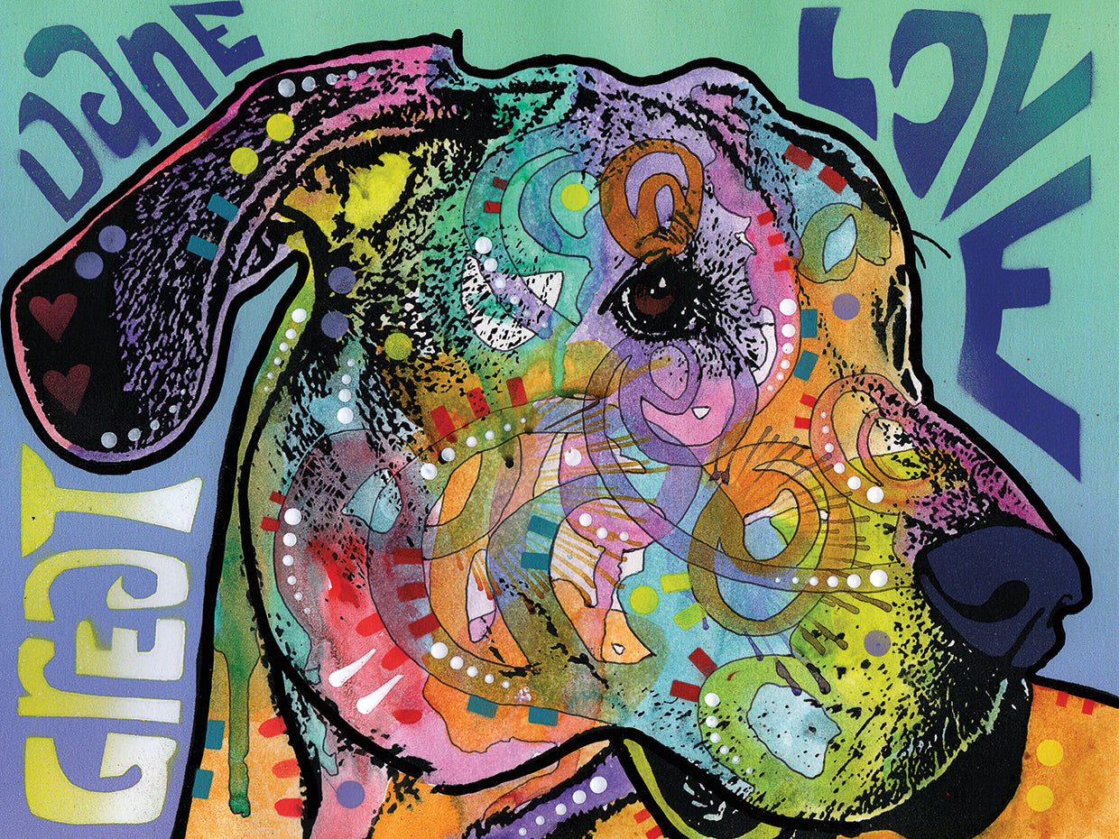 Great Dane Luv - highest quality handcrafted wall art work on large canvas & framed canvas prints by Dean Russo