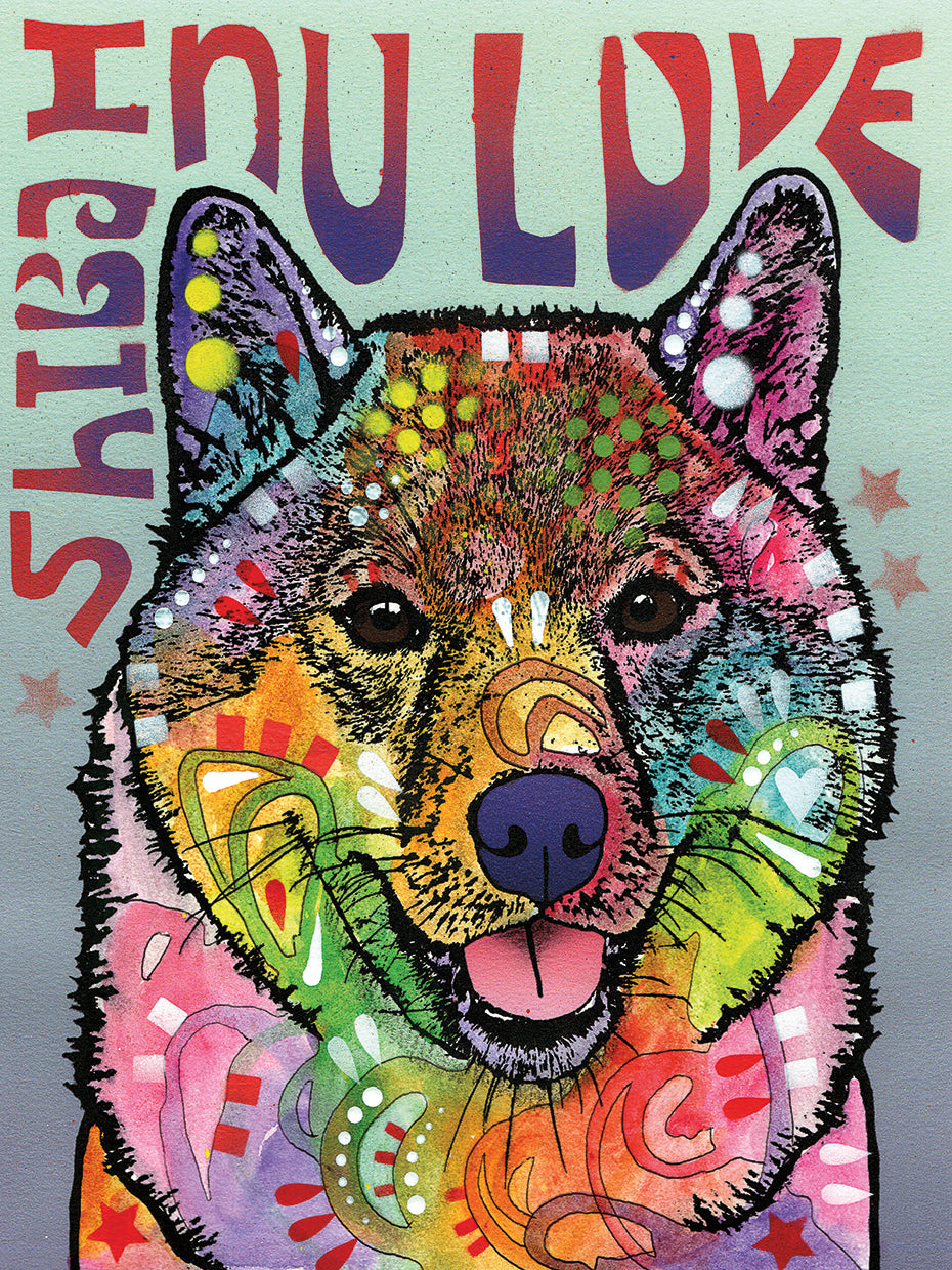 Shiba Inu Luv - highest quality handcrafted wall art work on large canvas & framed canvas prints by Dean Russo
