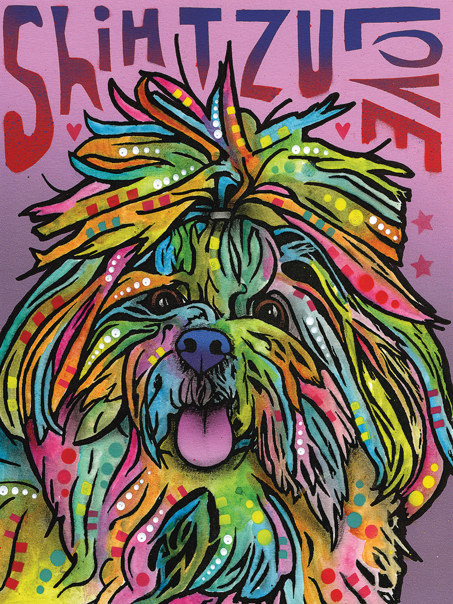 Shih Tzu Luv - highest quality handcrafted wall art work on large canvas & framed canvas prints by Dean Russo