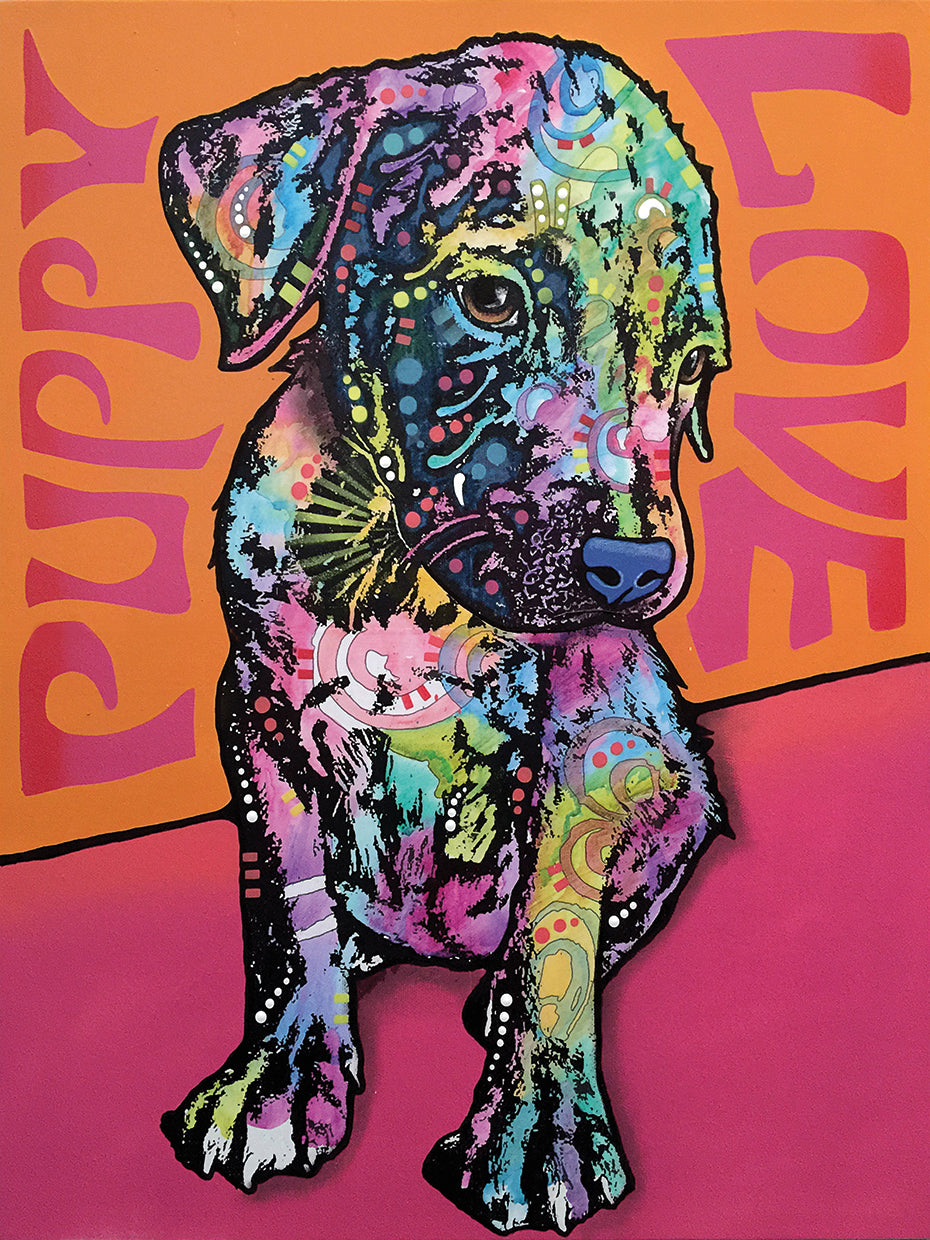 Puppy Love - highest quality handcrafted wall art work on large canvas & framed canvas prints by Dean Russo
