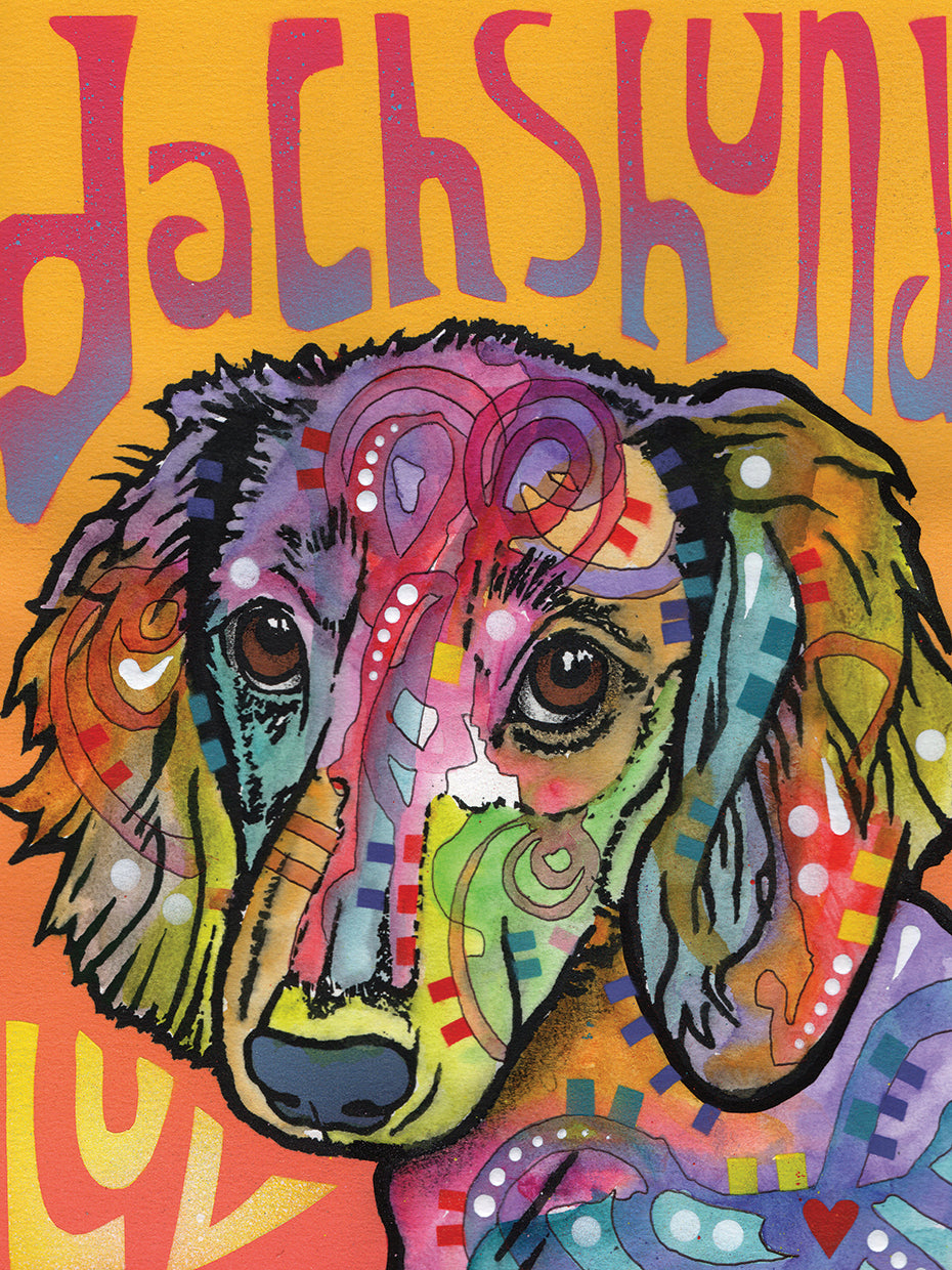 Dachshund Love - highest quality handcrafted wall art work on large canvas & framed canvas prints by Dean Russo