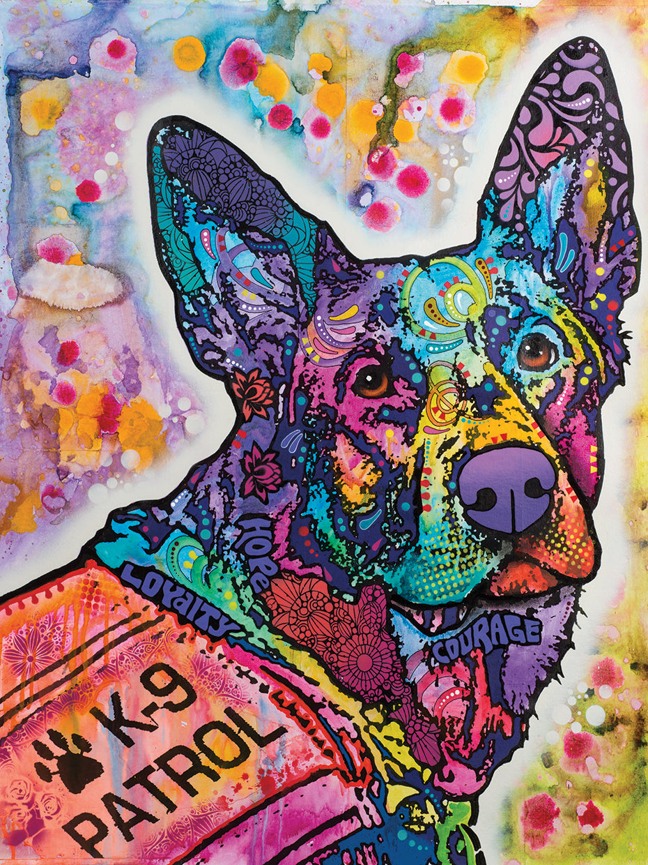 K-9 Patrol German Shep Action - highest quality handcrafted wall art work on large canvas & framed canvas prints by Dean Russo