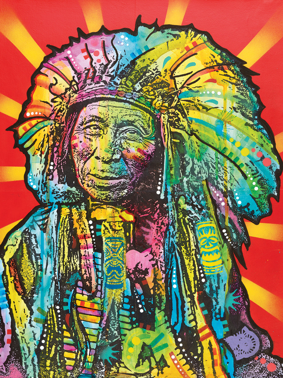 Native American I - highest quality handcrafted wall art work on large canvas & framed canvas prints by Dean Russo