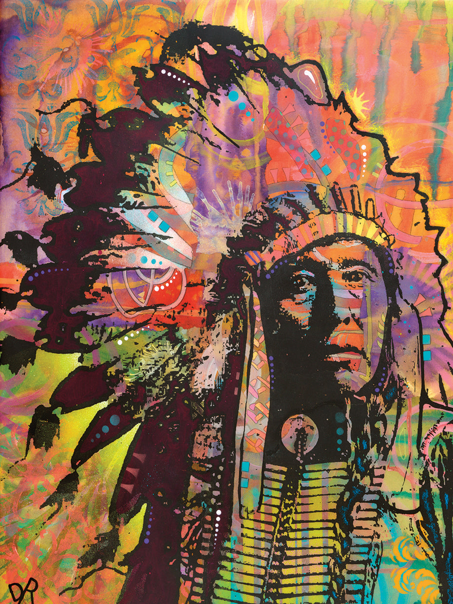 Native American III - highest quality handcrafted wall art work on large canvas & framed canvas prints by Dean Russo