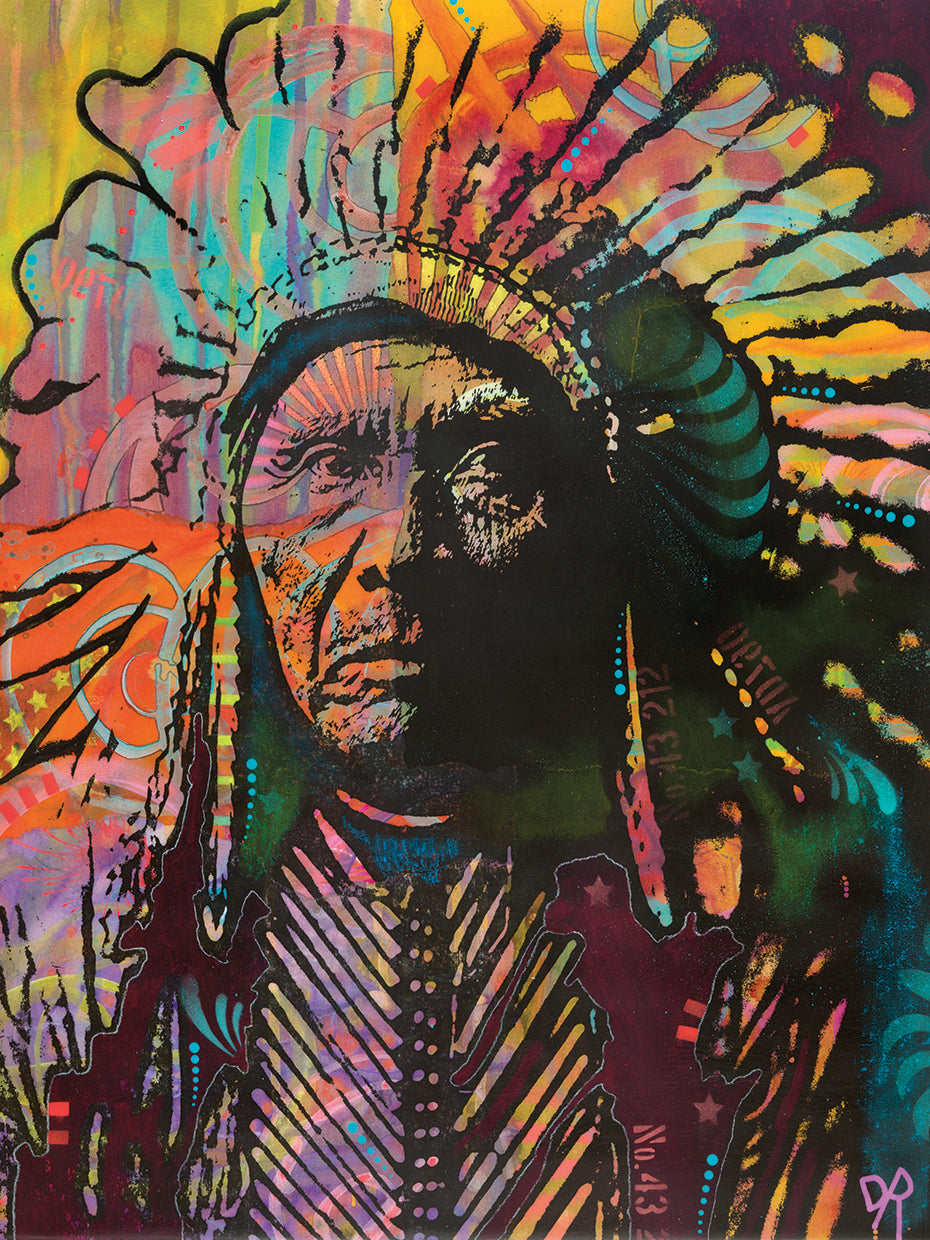 Native American IV - highest quality handcrafted wall art work on large canvas & framed canvas prints by Dean Russo