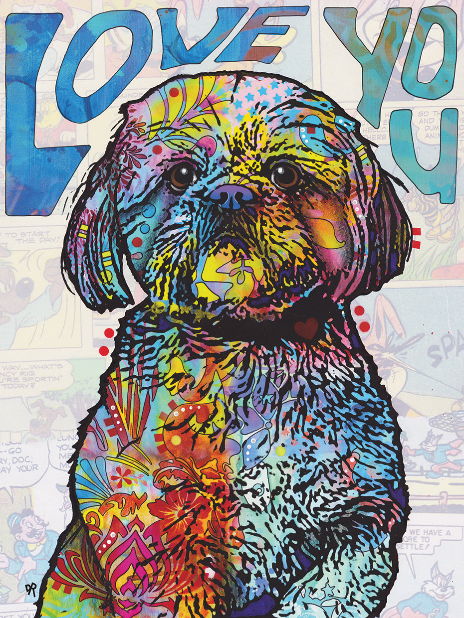 Love You Shih Tzu - highest quality handcrafted wall art work on large canvas & framed canvas prints by Dean Russo
