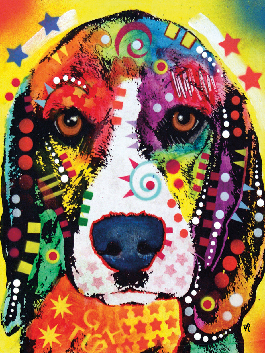 Beagle Face - highest quality handcrafted wall art work on large canvas & framed canvas prints by Dean Russo