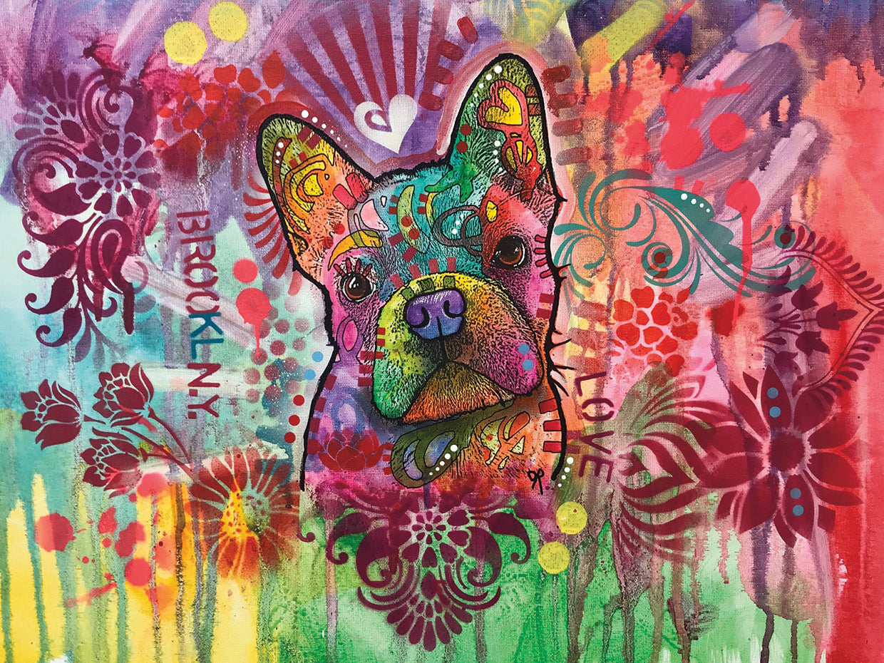 Frenchie Jacket - highest quality handcrafted wall art work on large canvas & framed canvas prints by Dean Russo