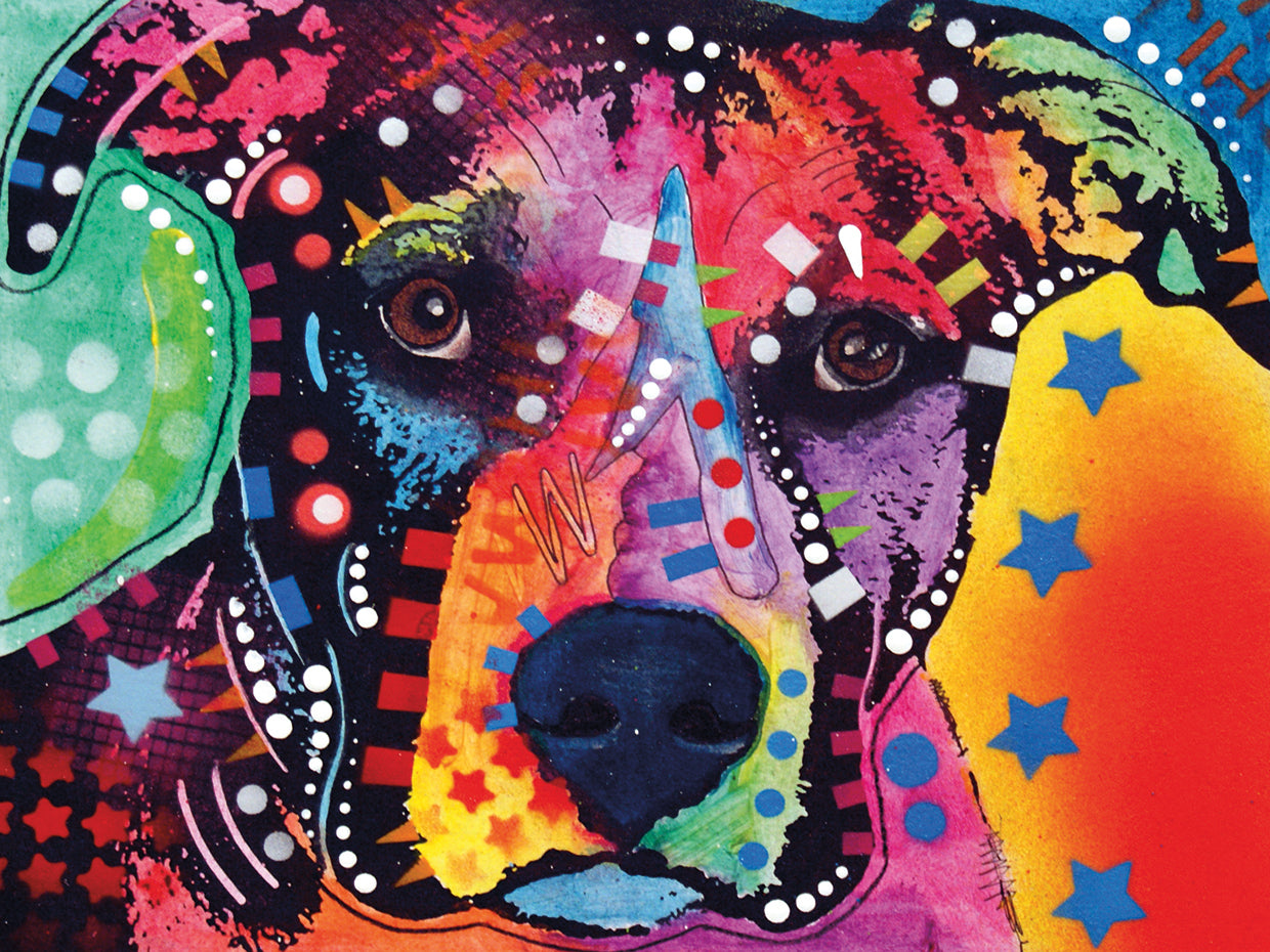 Milticolor Dog # 3 - highest quality handcrafted wall art work on large canvas & framed canvas prints by Dean Russo