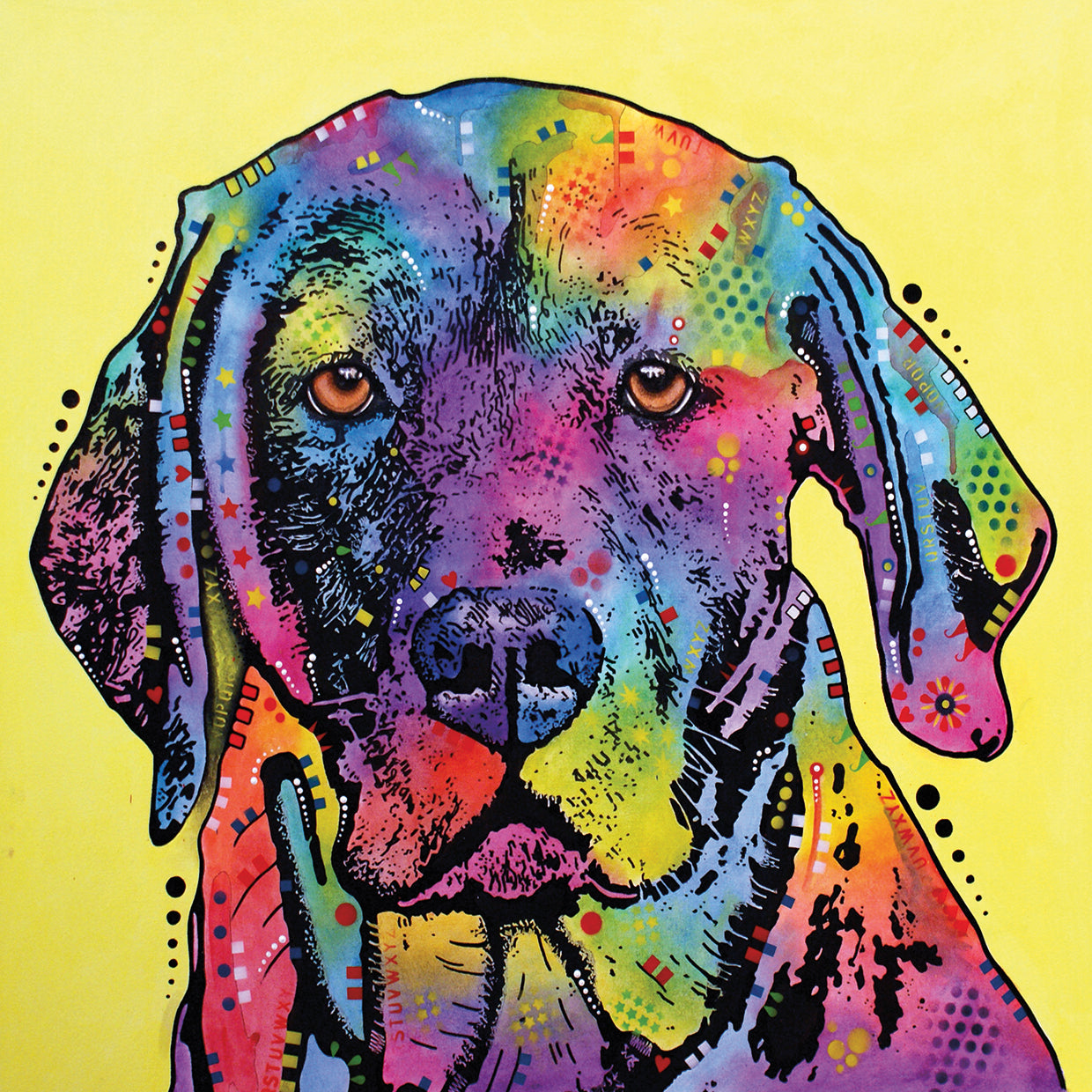 Fixate Labrador - highest quality handcrafted wall art work on large canvas & framed canvas prints by Dean Russo