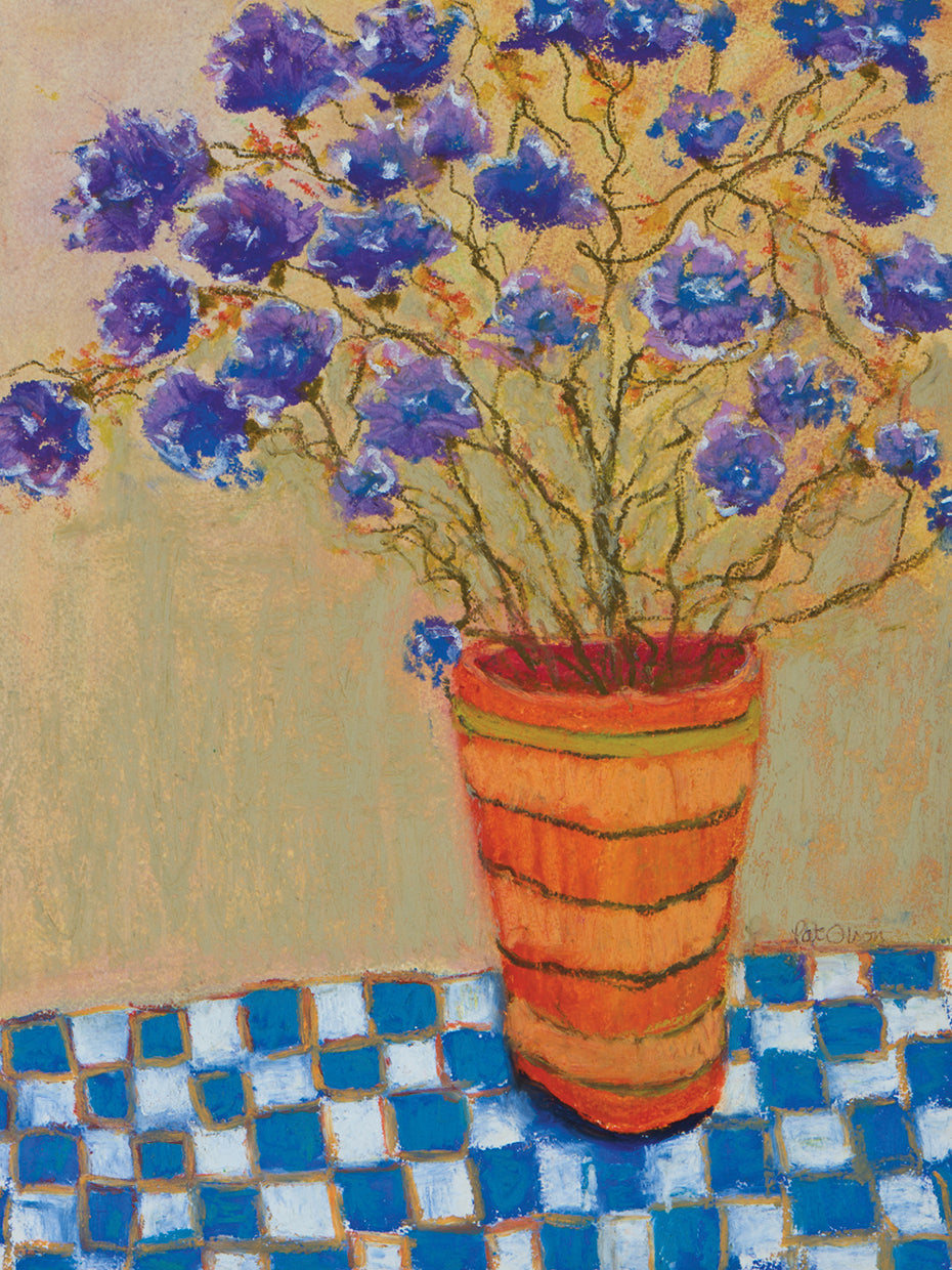 Flowers - Purple On A Checked Tablecloth