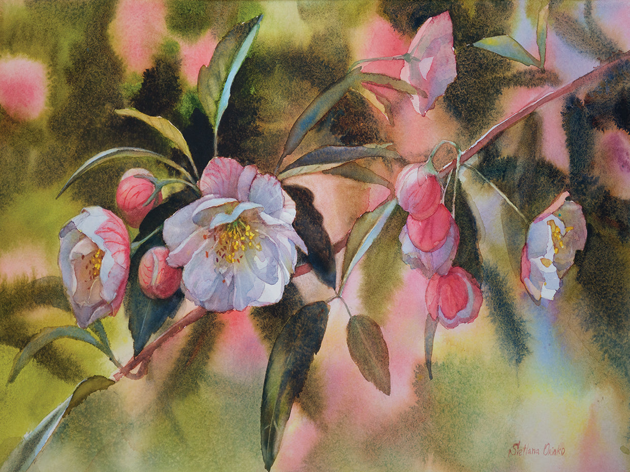 Arte de la lona de flores de manzana