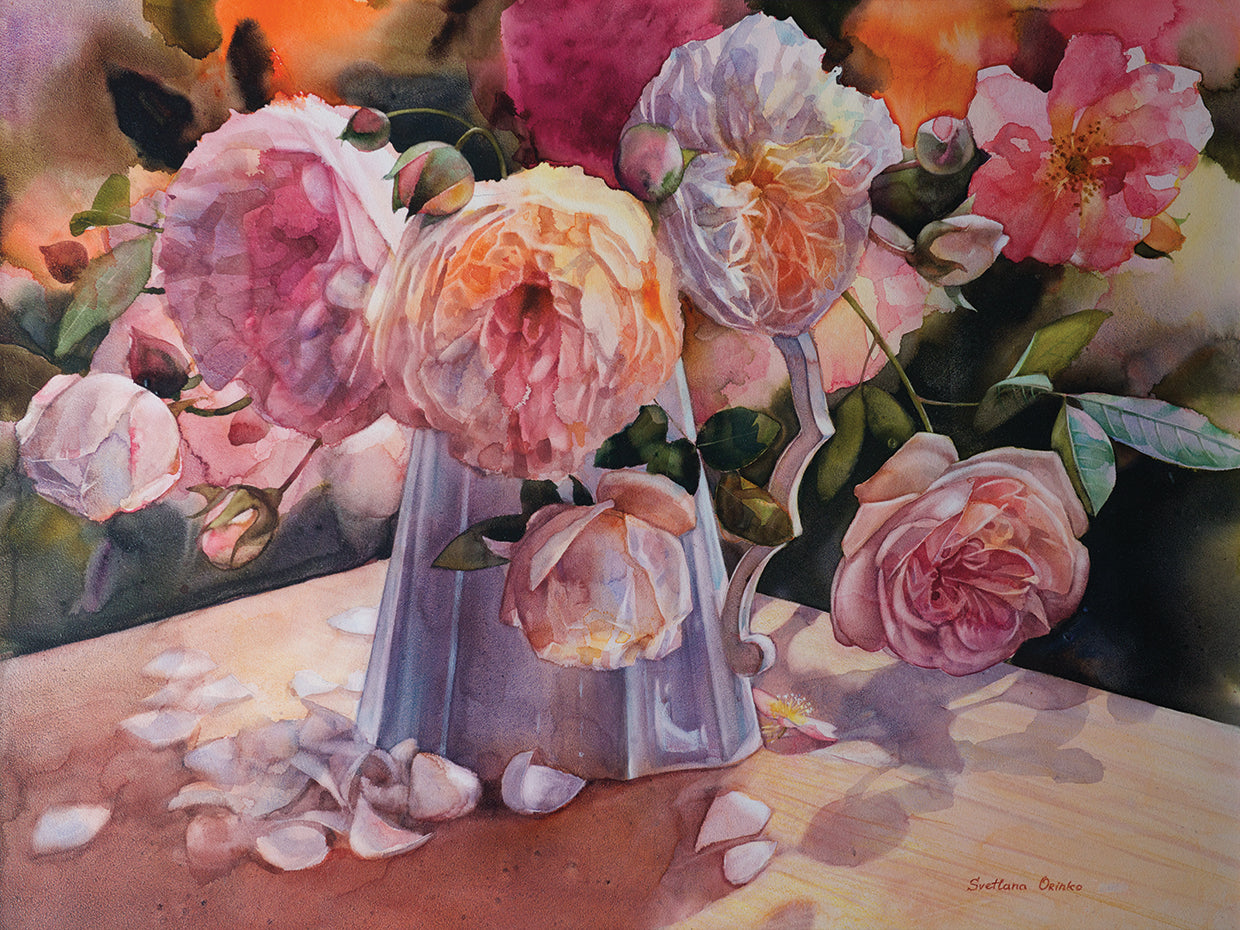 Arte de lienzo de rosas pasadas de moda