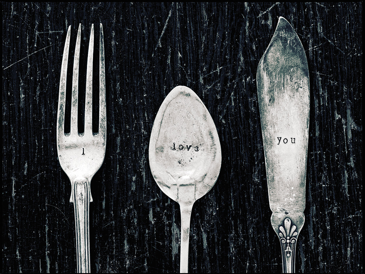 Arte antiguo de la lona del tenedor y de la cuchara del cuchillo