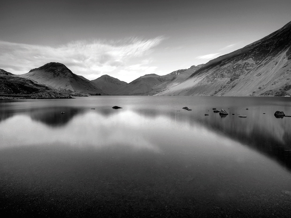 Lake and Mountains B&W