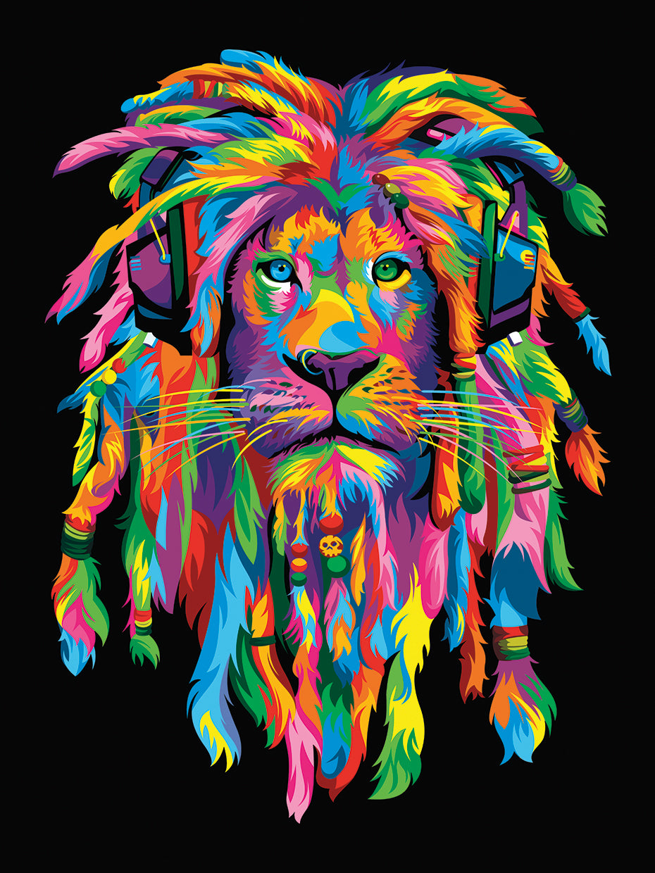 León rasta arte de la lona