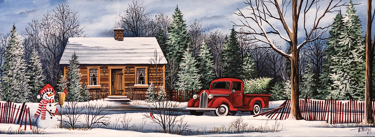 Debbi Wetzel's Winter Snowman Truck Canvas Art Prints | Fine Art