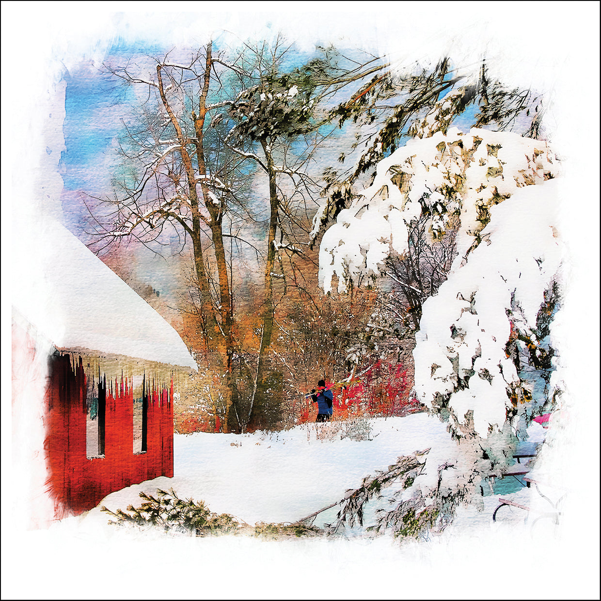 Paying with Snow on the Backyard