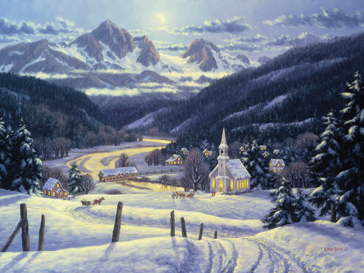 Mountain Village In Winter
