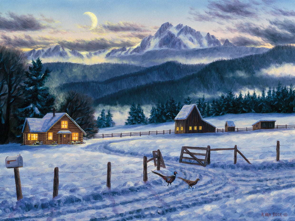 Crescent Moon And Pheasants