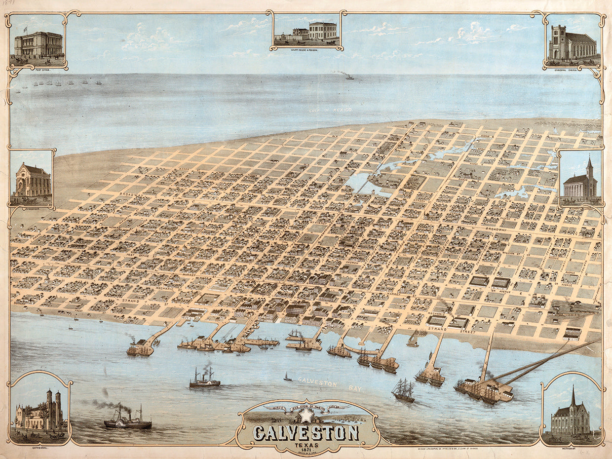Map Of Galveston Texas 1871