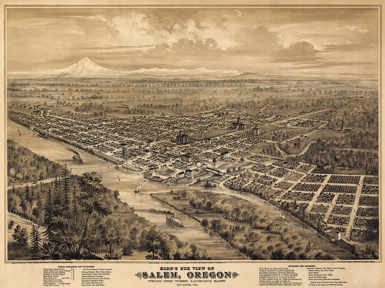 Salem Oregon 1876 Birds Eye View