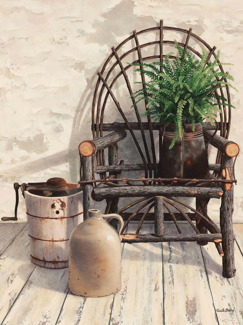 Wicker Chair With Ice Cream Churn