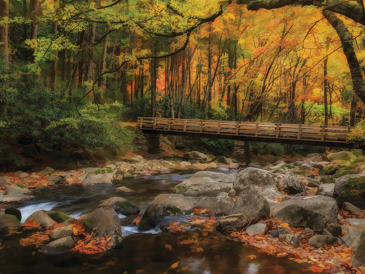 Greenbrier Bridge With Stream Watercolor