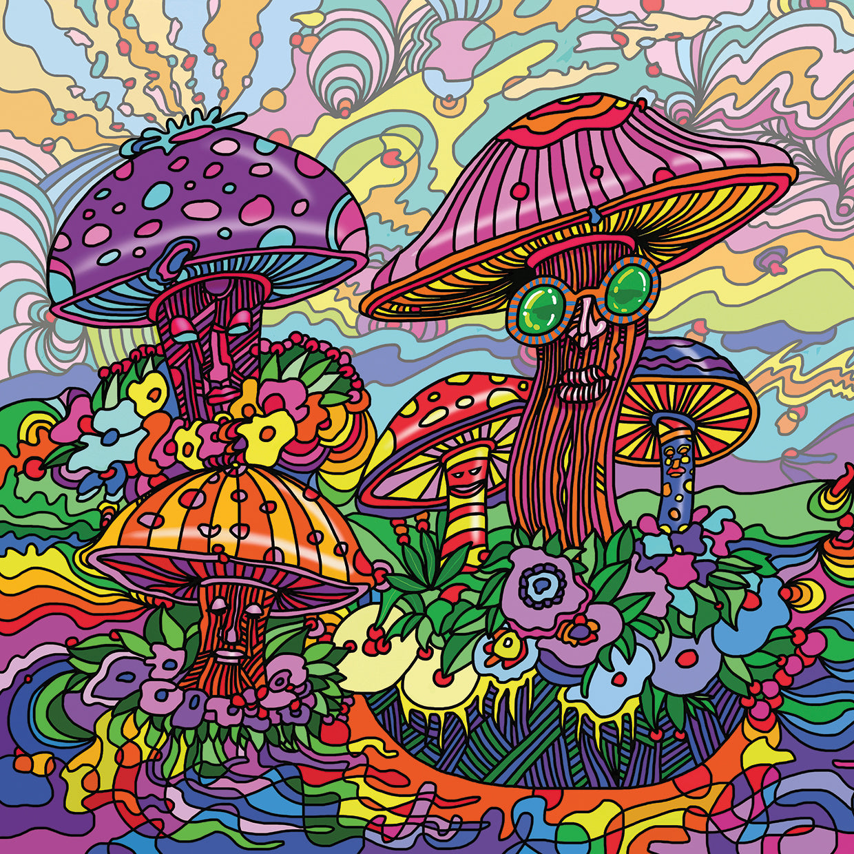 Howie Green's Pop Art Mushrooms Canvas Art Prints | Fine Art Canvas, image size:1240x1240