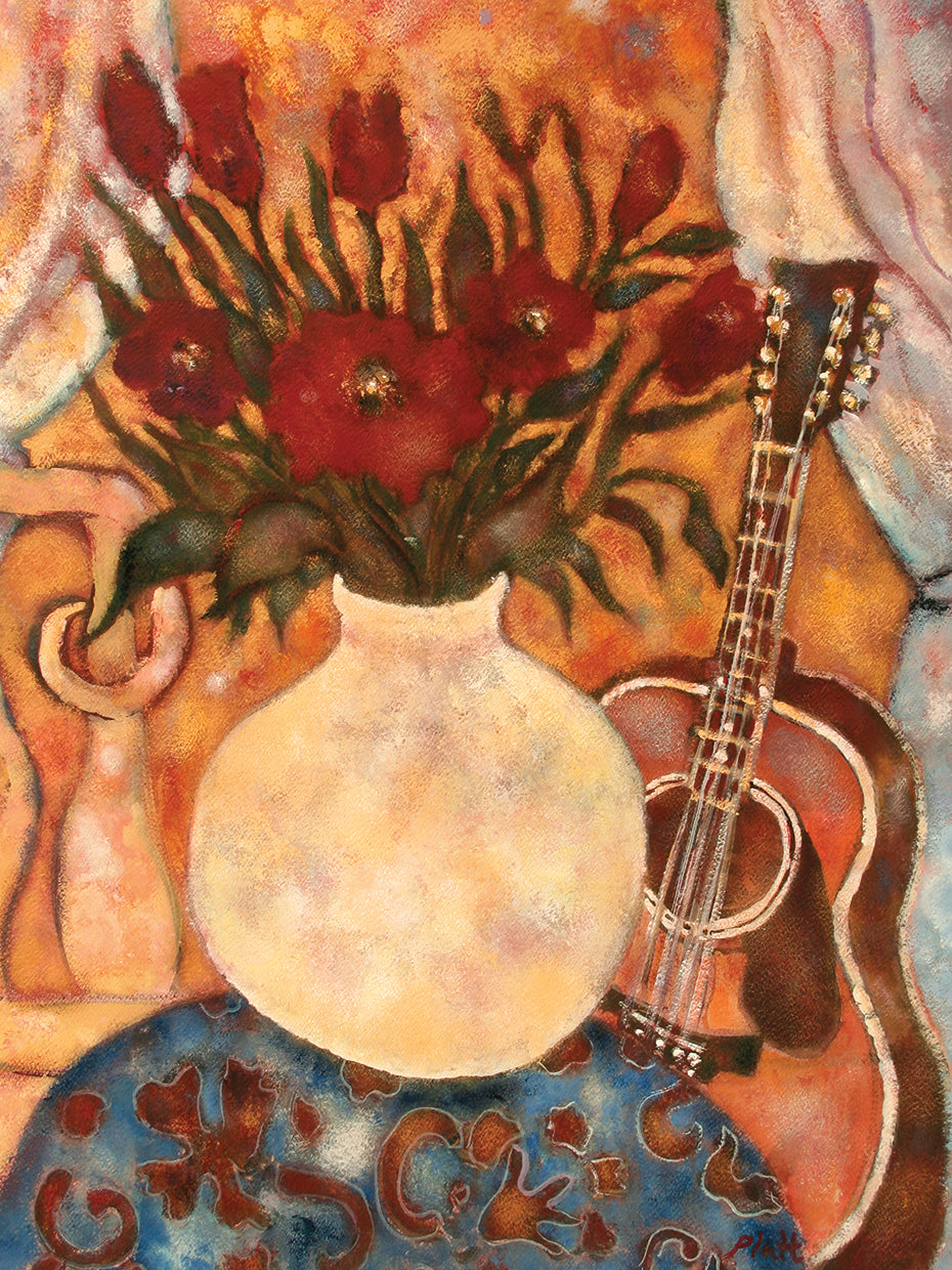 Guitar And Red Tulips