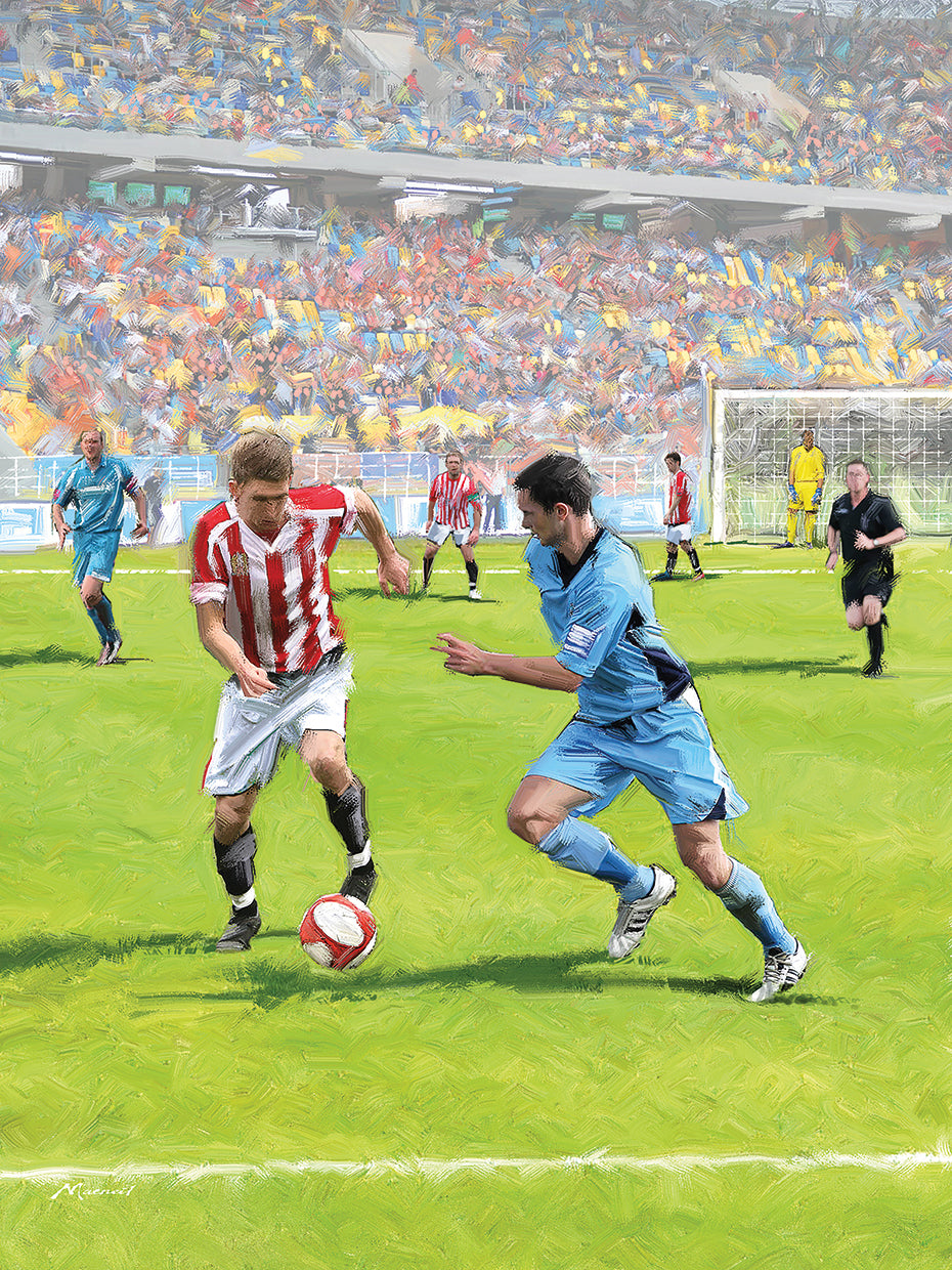 Football handcrafted art work on canvas or framed canvas prints by The Macneil Studio