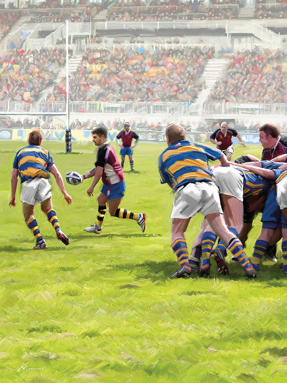 Rugby handcrafted art work on canvas or framed canvas prints by The Macneil Studio